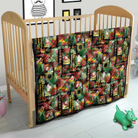 Hawaiian Santa Christmas Pattern Quilt Black Version - Wonder Print Shop