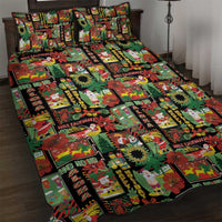 Hawaiian Santa Christmas Pattern Quilt Bed Set Black Version - Wonder Print Shop