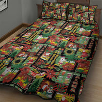 Hawaiian Santa Christmas Pattern Quilt Bed Set Black Version - Wonder Print Shop