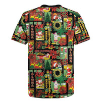 Hawaiian Santa Christmas Pattern Rugby Jersey Black Version - Wonder Print Shop