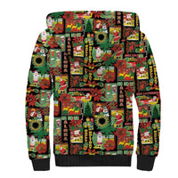 Hawaiian Santa Christmas Pattern Sherpa Hoodie Black Version - Wonder Print Shop