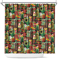 Hawaiian Santa Christmas Pattern Shower Curtain Black Version - Wonder Print Shop