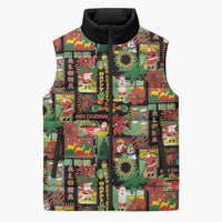 Hawaiian Santa Christmas Pattern Sleeveless Puffer Jacket Black Version - Wonder Print Shop