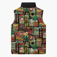 Hawaiian Santa Christmas Pattern Sleeveless Puffer Jacket Black Version - Wonder Print Shop