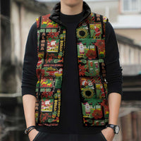 Hawaiian Santa Christmas Pattern Sleeveless Puffer Jacket Black Version - Wonder Print Shop