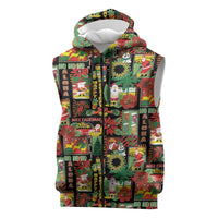 Hawaiian Santa Christmas Pattern Sleeveless Zip Hoodie Black Version - Wonder Print Shop