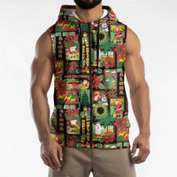 Hawaiian Santa Christmas Pattern Sleeveless Zip Hoodie Black Version - Wonder Print Shop