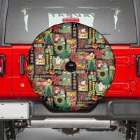 Hawaiian Santa Christmas Pattern Spare Tire Cover Black Version - Wonder Print Shop