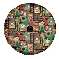 Hawaiian Santa Christmas Pattern Spare Tire Cover Black Version - Wonder Print Shop