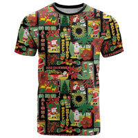 Hawaiian Santa Christmas Pattern T Shirt Black Version - Wonder Print Shop