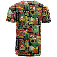 Hawaiian Santa Christmas Pattern T Shirt Black Version - Wonder Print Shop