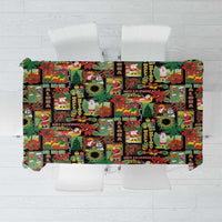 Hawaiian Santa Christmas Pattern Tablecloth Black Version - Wonder Print Shop