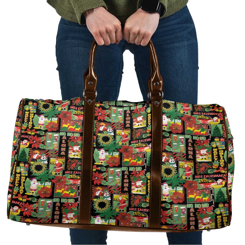 Hawaiian Santa Christmas Pattern Travel Bag Black Version - Wonder Print Shop