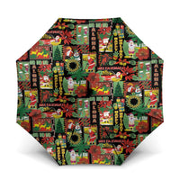Hawaiian Santa Christmas Pattern Umbrella Black Version - Wonder Print Shop