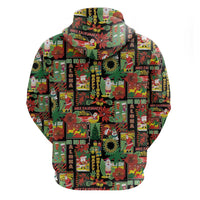 Hawaiian Santa Christmas Pattern Zip Hoodie Black Version - Wonder Print Shop