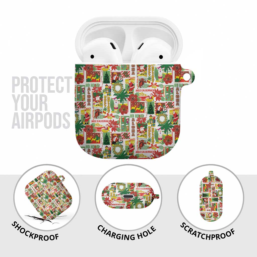 Hawaiian Santa Christmas Pattern AirPods Case White Version - Wonder Print Shop