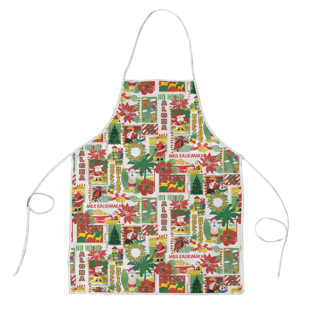 Hawaiian Santa Christmas Pattern Apron White Version - Wonder Print Shop