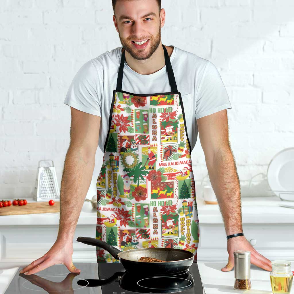 Hawaiian Santa Christmas Pattern Apron White Version - Wonder Print Shop