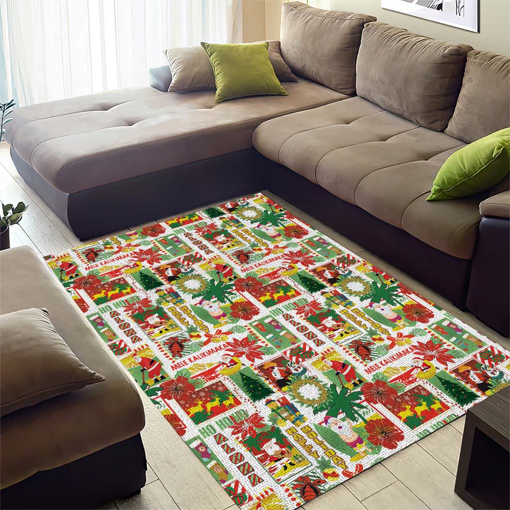 Hawaiian Santa Christmas Pattern Area Rug White Version - Wonder Print Shop