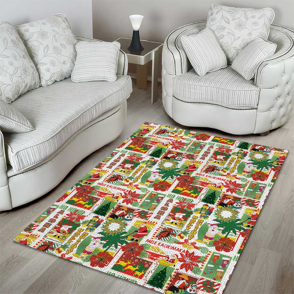 Hawaiian Santa Christmas Pattern Area Rug White Version - Wonder Print Shop