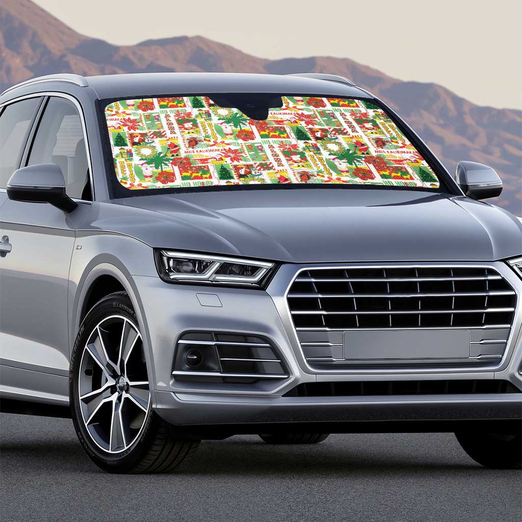 Hawaiian Santa Christmas Pattern Auto Sun Shade White Version - Wonder Print Shop