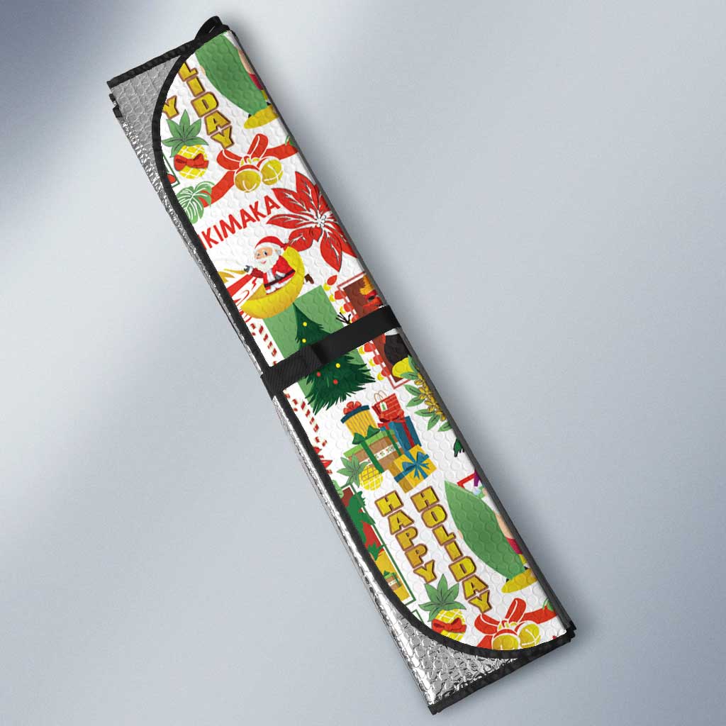 Hawaiian Santa Christmas Pattern Auto Sun Shade White Version - Wonder Print Shop