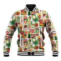 Hawaiian Santa Christmas Pattern Baseball Jacket White Version - Wonder Print Shop