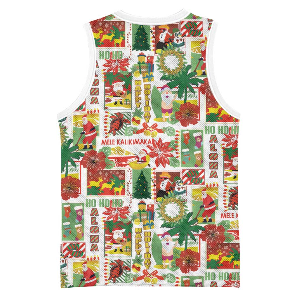 Hawaiian Santa Christmas Pattern Basketball Jersey White Version - Wonder Print Shop