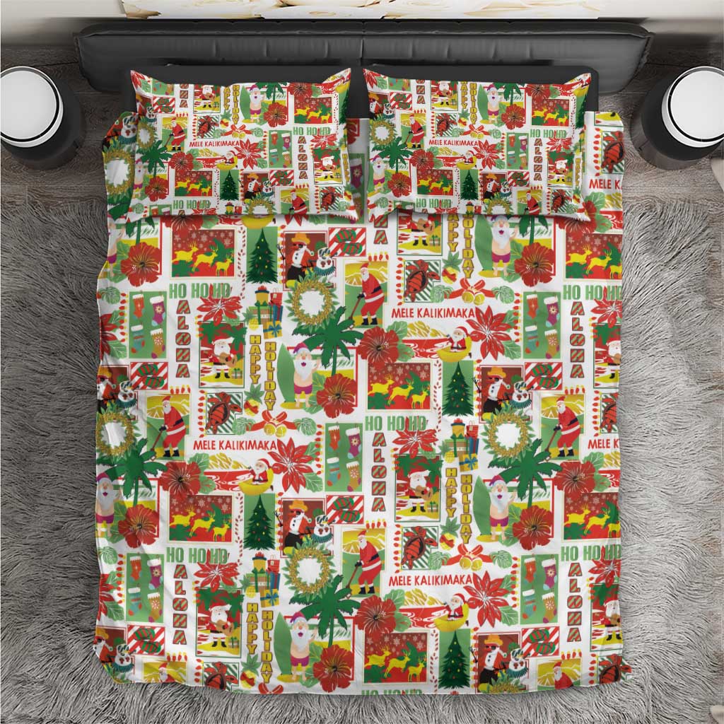 Hawaiian Santa Christmas Pattern Bedding Set White Version - Wonder Print Shop