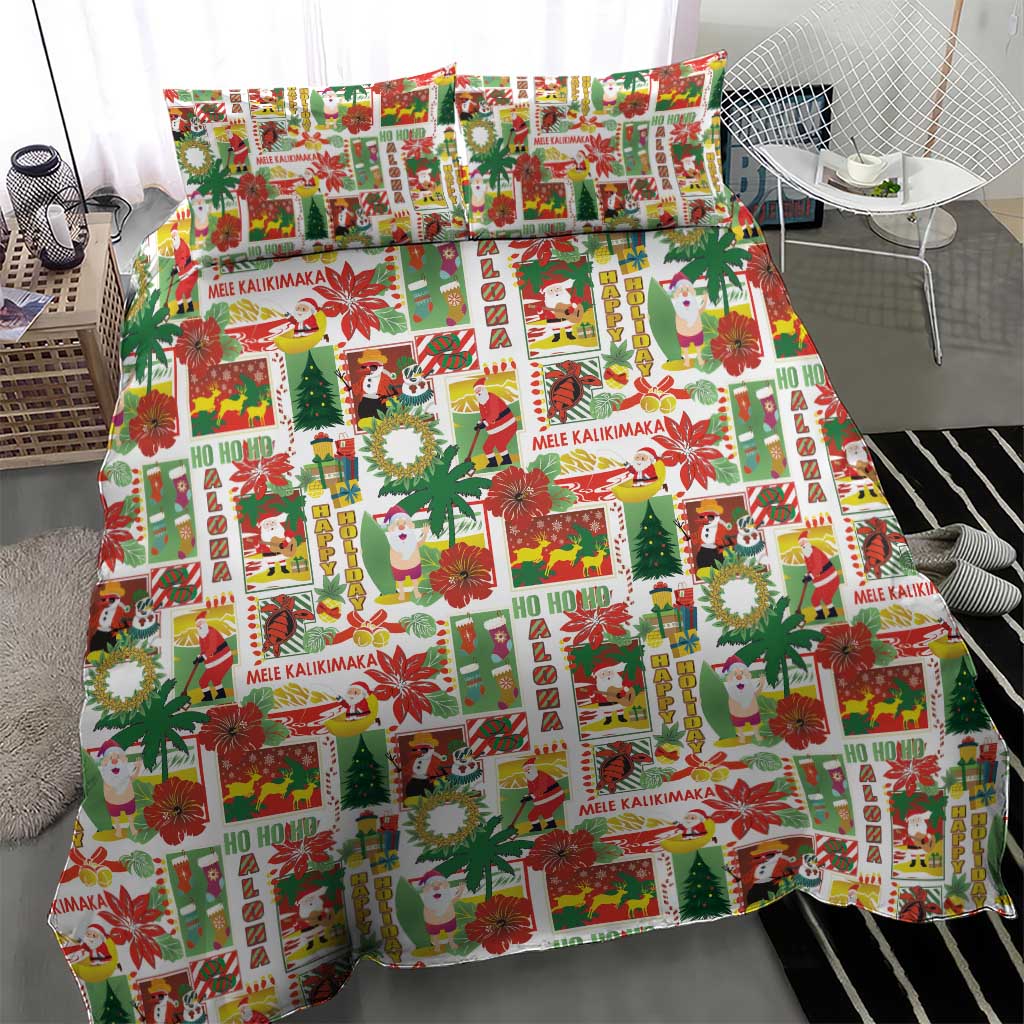 Hawaiian Santa Christmas Pattern Bedding Set White Version - Wonder Print Shop