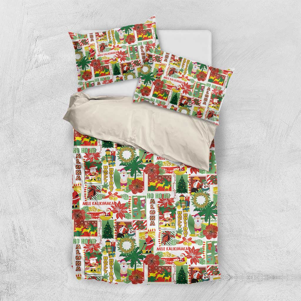 Hawaiian Santa Christmas Pattern Bedding Set White Version - Wonder Print Shop