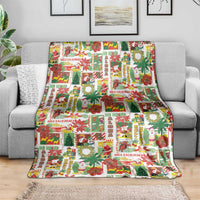 Hawaiian Santa Christmas Pattern Blanket White Version - Wonder Print Shop