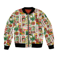 Hawaiian Santa Christmas Pattern Bomber Jacket White Version - Wonder Print Shop