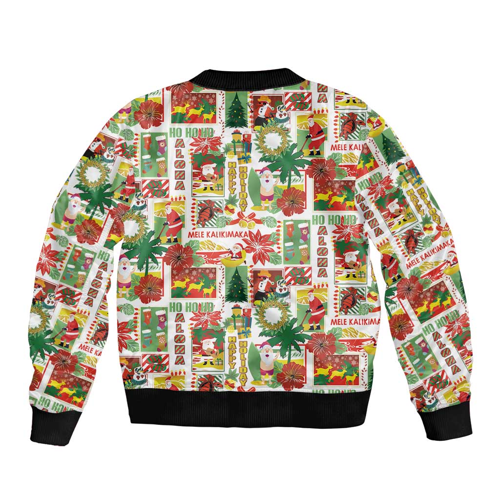 Hawaiian Santa Christmas Pattern Bomber Jacket White Version - Wonder Print Shop