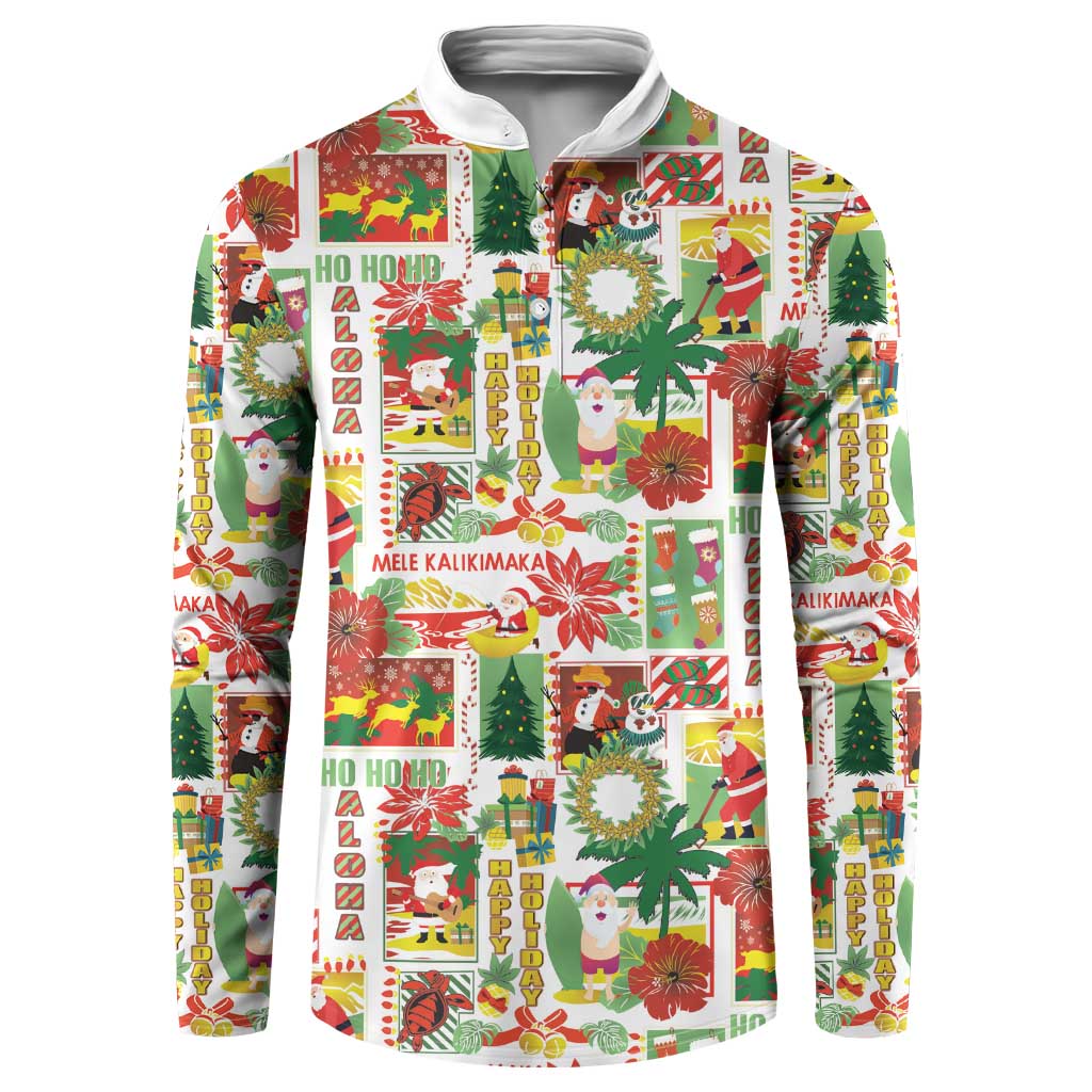 Hawaiian Santa Christmas Pattern Button Sweatshirt White Version - Wonder Print Shop