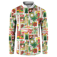 Hawaiian Santa Christmas Pattern Button Sweatshirt White Version - Wonder Print Shop