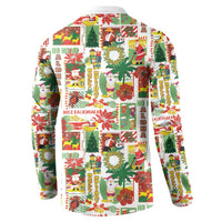 Hawaiian Santa Christmas Pattern Button Sweatshirt White Version - Wonder Print Shop