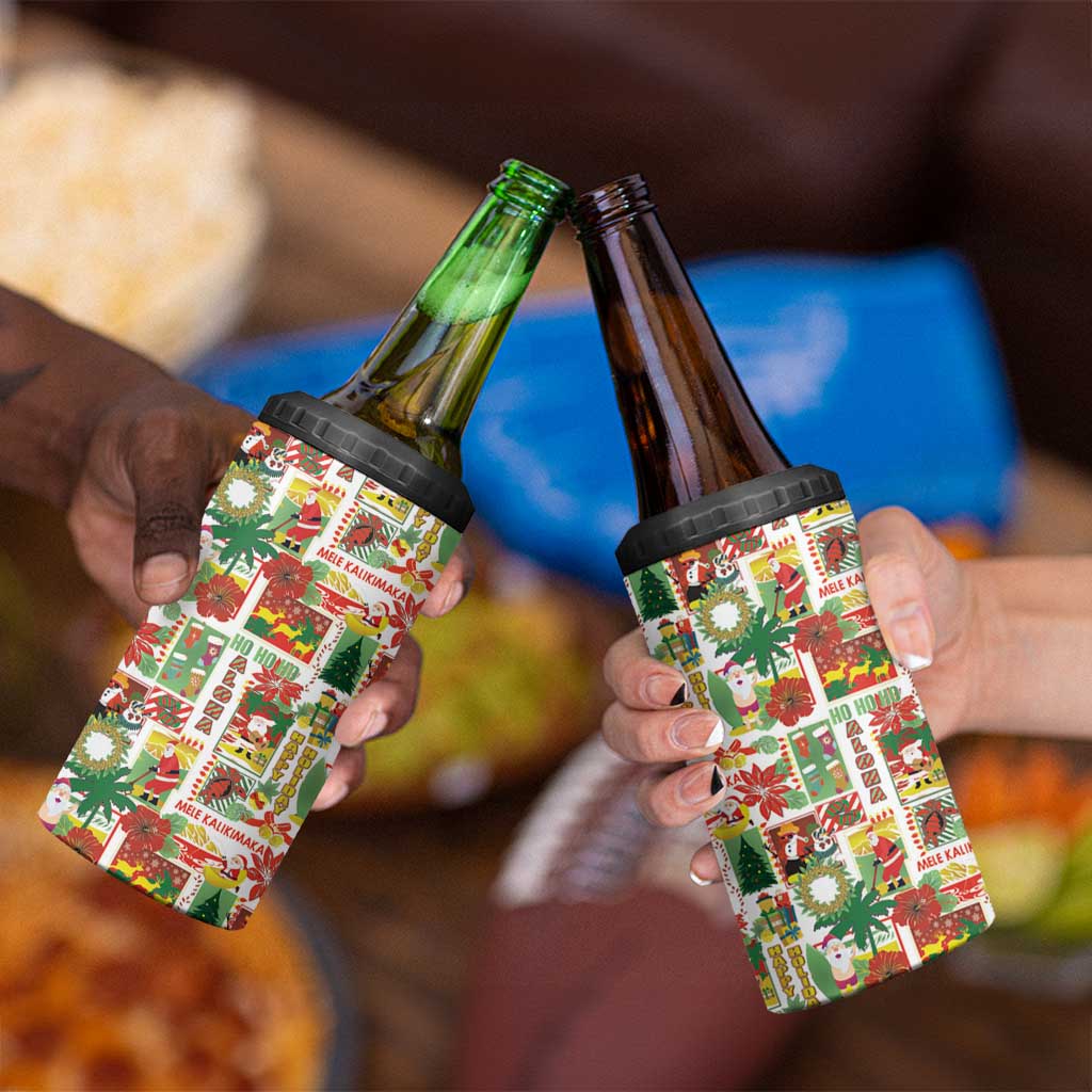 Hawaiian Santa Christmas Pattern 4 in 1 Can Cooler Tumbler White Version - Wonder Print Shop
