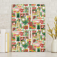 Hawaiian Santa Christmas Pattern Canvas Wall Art White Version - Wonder Print Shop