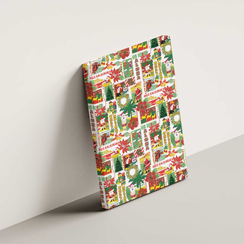 Hawaiian Santa Christmas Pattern Canvas Wall Art White Version - Wonder Print Shop