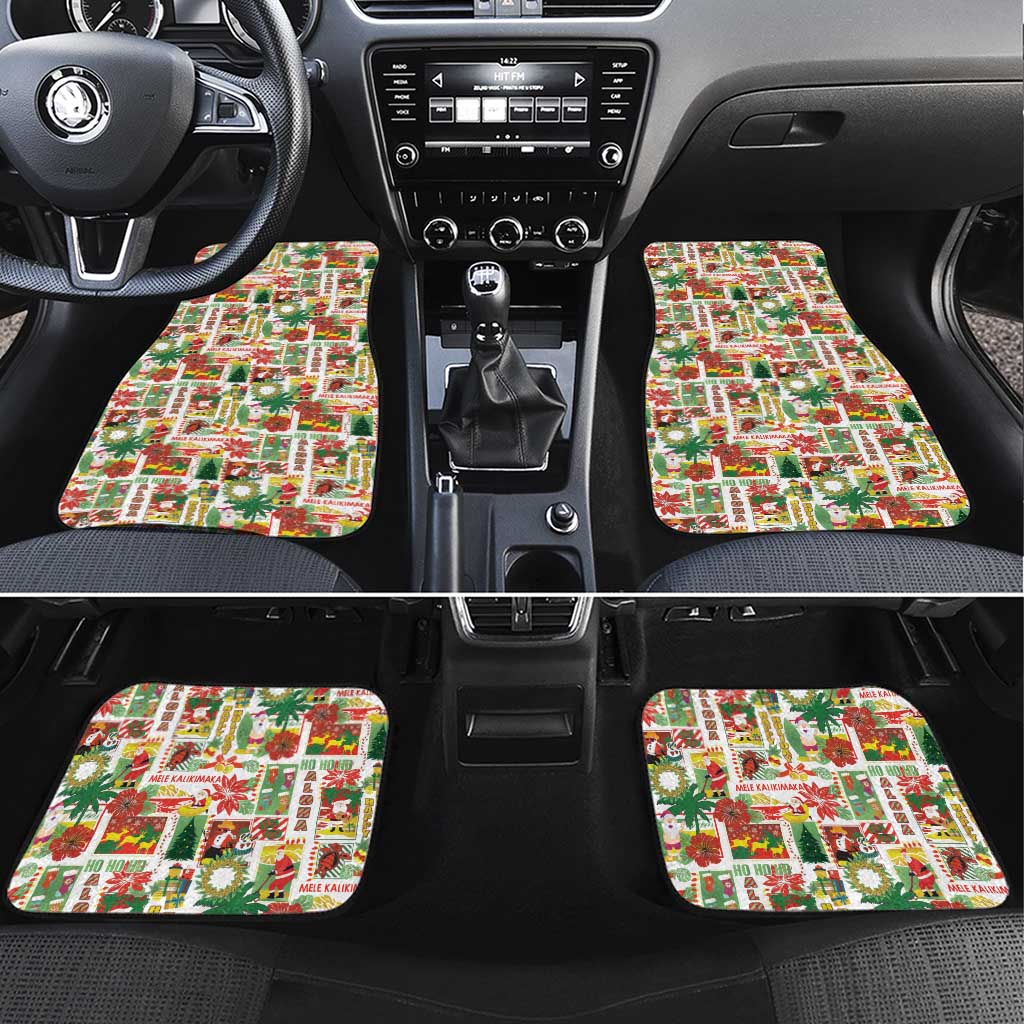 Hawaiian Santa Christmas Pattern Car Mats White Version - Wonder Print Shop