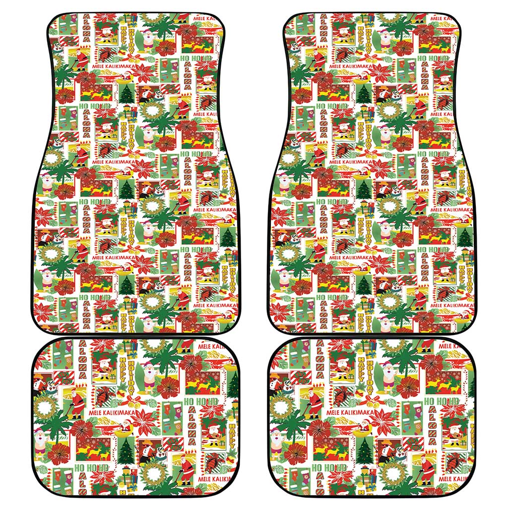 Hawaiian Santa Christmas Pattern Car Mats White Version - Wonder Print Shop