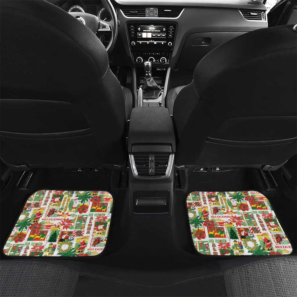 Hawaiian Santa Christmas Pattern Car Mats White Version - Wonder Print Shop