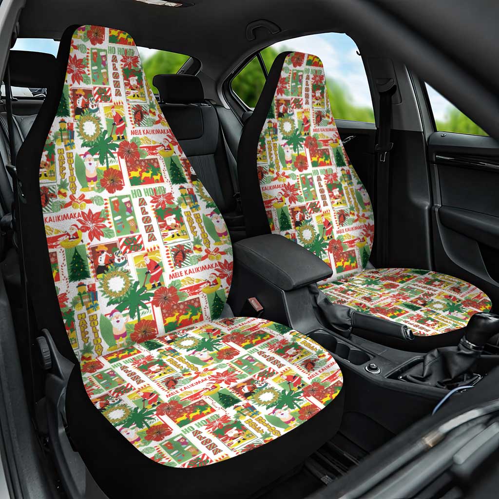 Hawaiian Santa Christmas Pattern Car Seat Cover White Version - Wonder Print Shop