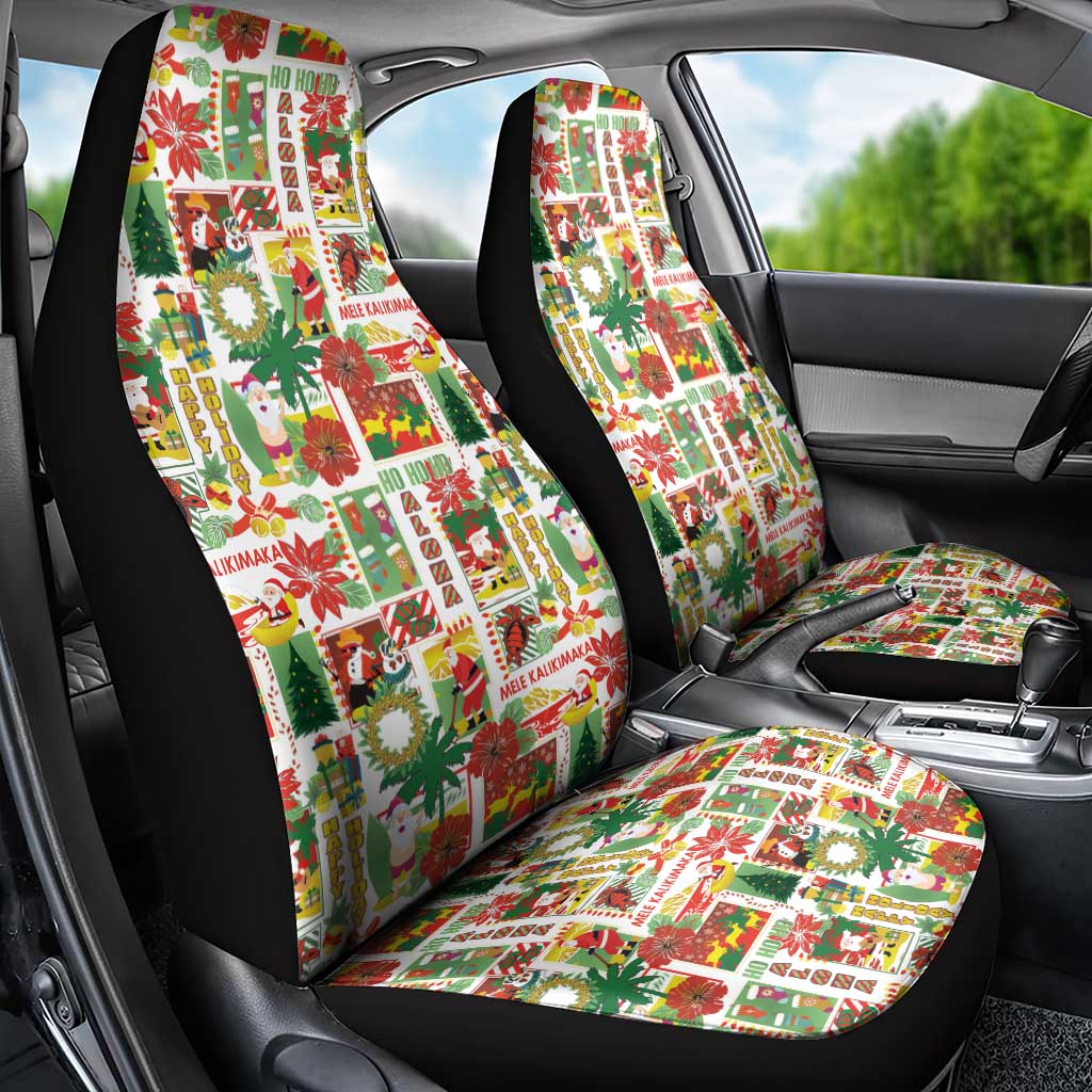 Hawaiian Santa Christmas Pattern Car Seat Cover White Version - Wonder Print Shop