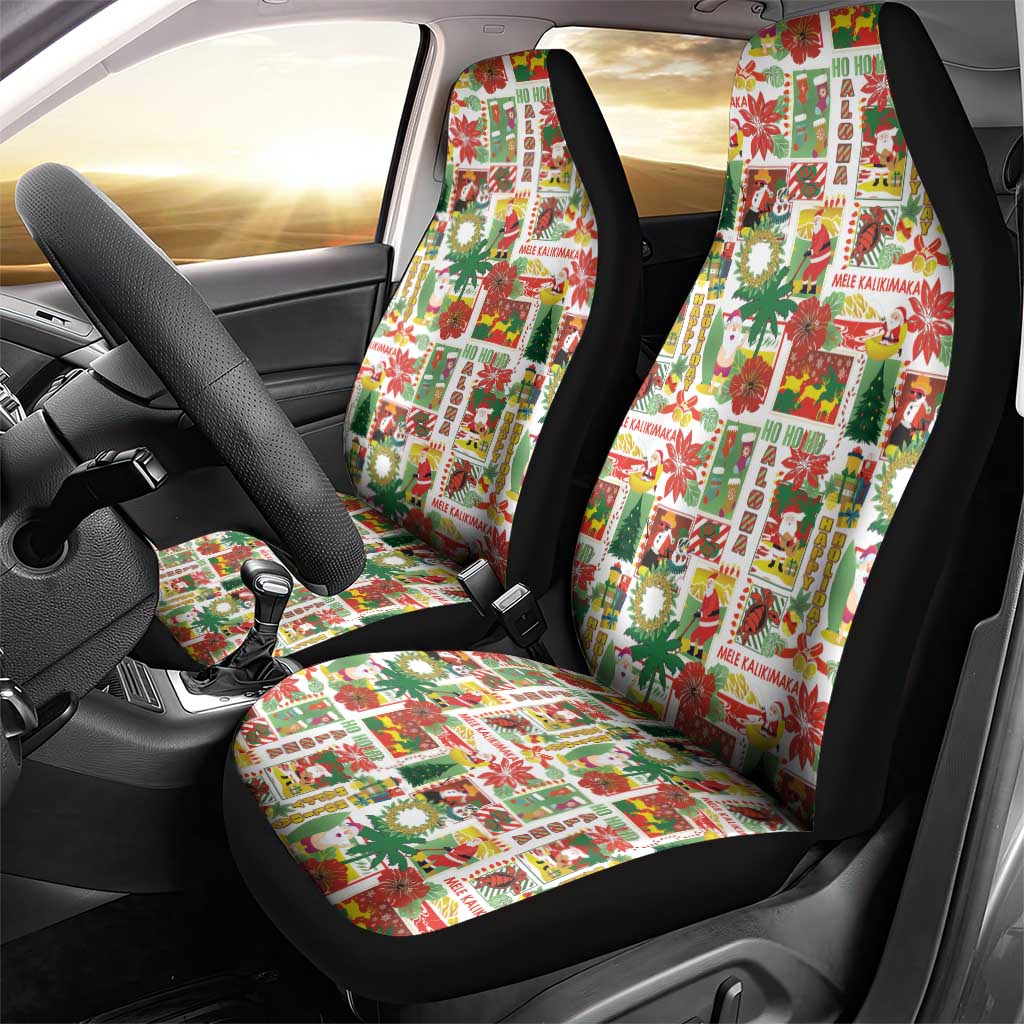 Hawaiian Santa Christmas Pattern Car Seat Cover White Version - Wonder Print Shop