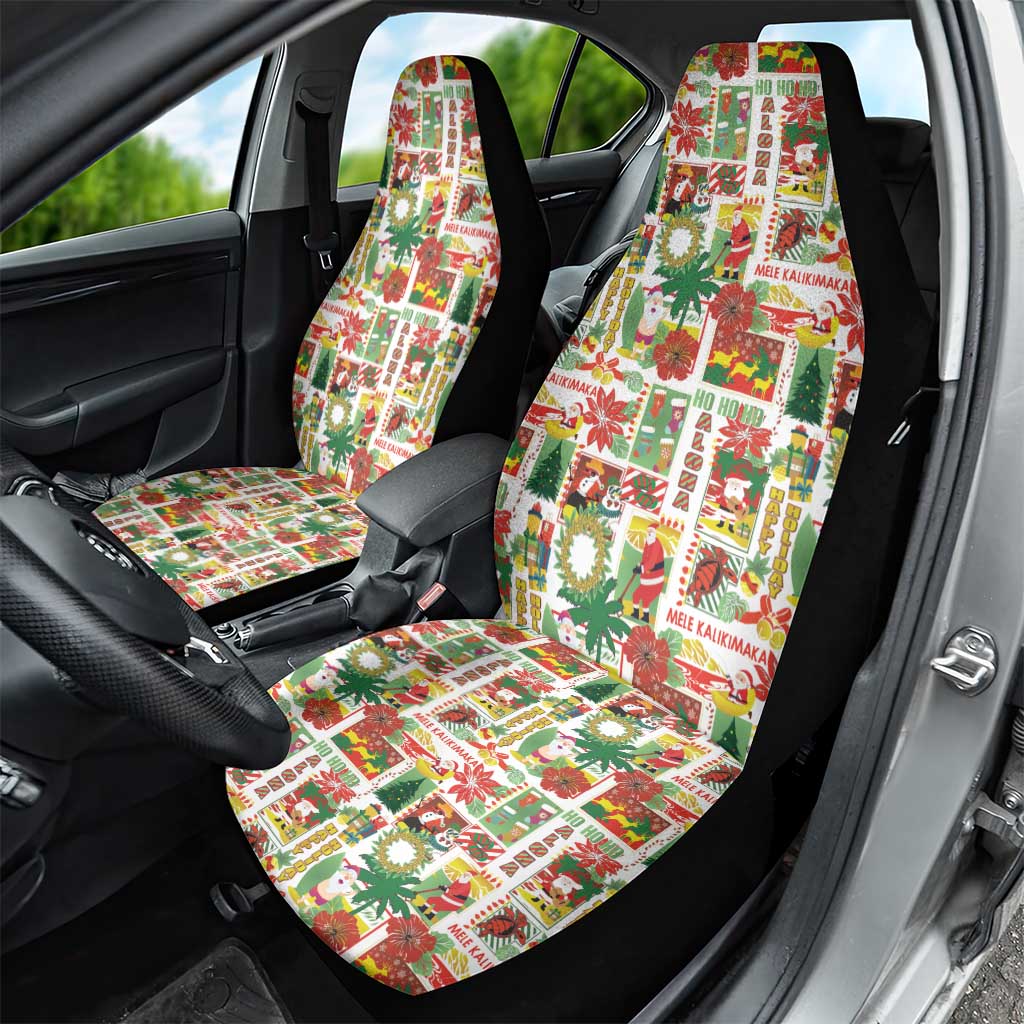 Hawaiian Santa Christmas Pattern Car Seat Cover White Version - Wonder Print Shop
