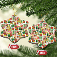 Hawaiian Santa Christmas Pattern Ceramic Ornament White Version - Wonder Print Shop