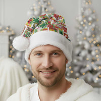 Hawaiian Santa Christmas Pattern Christmas Santa Hat White Version - Wonder Print Shop