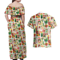 Hawaiian Santa Christmas Pattern Couples Matching Off Shoulder Maxi Dress and Hawaiian Shirt White Version - Wonder Print Shop